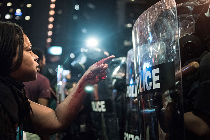 woman protesting