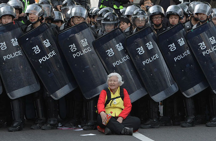 woman protesting